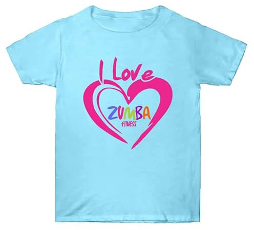 Unisex Zumba Training Wear Heart Print Rundhalsausschnitt Unisex T-Shirt Zumba Class Dance Fitness Kurzarm-Top I Love Zumba Bedrucktes T-Shirt