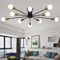 JIINOO Moderne Sputnik Deckenleuchte, 10 Lichter Sputnik Sputnik Industrieller Kronleuchter Halbeinbaumontage Deckenleuchte für Wohnzimmer Küche Schlafzimmer Bauernhaus Esszimmer (Schwarz + Gold)