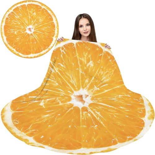 Abaysto Ronud Überwurfdecke, Orange, realistische, lustige orangefarbene Decke für Erwachsene und Kinder, bedruckte Decke für Couch, Sofa, Bett, lustiges, bequemes und gemütliches Geschenk für Jungen