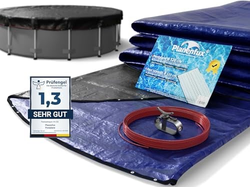 Planenfux® Bache Hivernage Piscine Hors Sol Ronde 4.60 m | Bâche Piscine été et Hiver en polyéthylène 200g/m² | Bache Piscine Hivernage 420-460 cm de Protection résistante au Chlore & aux UV | Ø520cm