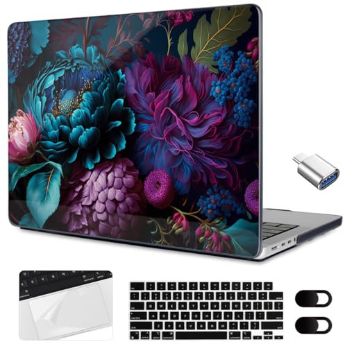 MEEgoodo Funda para MacBook Pro M3 de 16 pulgadas 2023 2021 A2991 A2780 A2485 M2 M1 Pro/Max Chip, carcasa rígida transparente para laptop con cubierta de cámara web y película de trackpad y adaptador