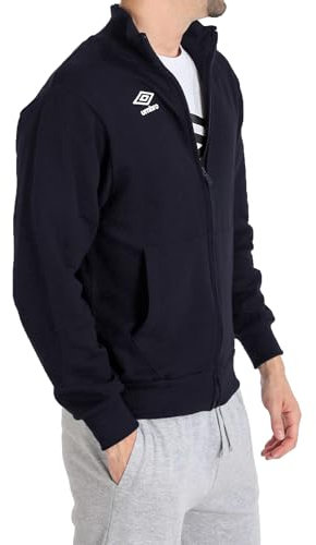Umbro - Felpa da Uomo in Cotone Leggero con Cerniera Full Zip, Senza Cappuccio, Felpa della Tuta Uomo in Cotone, Sportiva, Casa, Palestra, Jogging, Tempo Libero (S, Blu Navy)