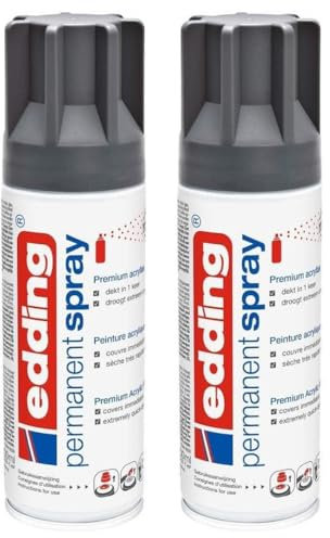 EDDING Lot de 2 Sprays Peinture Permanente 200ml anthracite, pour extérieur et intérieur