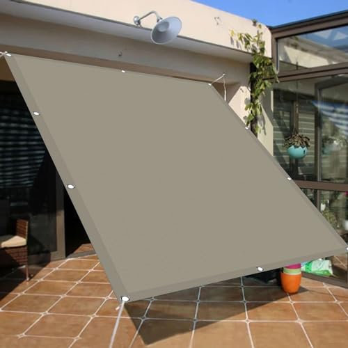 Vela Ombreggiante 6 x 8 m Impermeabile Rettangolare Telo Ombreggiante Protezione UV Antistrappo con Fune Esterno Giardino Balcone, Cachi