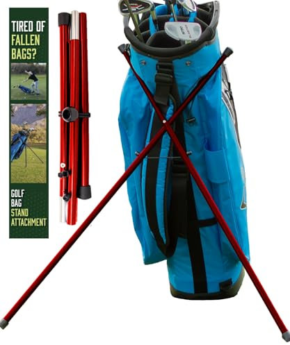 Golf Bag Stand Attachment Foldable Legs Only | Portable Attachable Stand | Legs Only | Golf Gifts for Mens Golfer Accessories | Preventing Cart Bag Falls & Club Damage (Red)