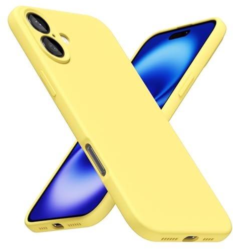 LoeoeL for iPhone 16 Phone Case Silicone, Minimalist Ultra Thin Slim Soft Rubber Gel Solid Color Matte TPU Cute Case for Women Men, Girly Plain Aesthetic Design & Camera Cover Protection, Yellow