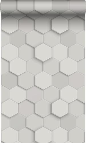 Origin papier peint hexagone 3d gris clair 53 cm x 10.05 m Wallcoverings