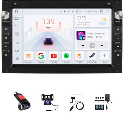 BOJONTN 7 Zoll Android 14 Touchscreen Bildschirm Autoradio 2 Din für Volkswagen Bora MK3/MK4 1998-2006 mit Kabellosem Carplay Bluetooth GPS Navi Lenkradsteuerung Rückfahrkamera(F1 (2+32G))