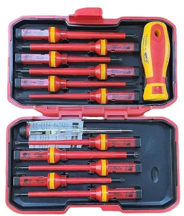 Insulated Electrician Screwdriver, Insulated Magnetic Tip Screwdriver Set | 13X Insulated Multi Screwdriver Magnetic Bits - 1000 Volt Protection for Professional Electrical Applications