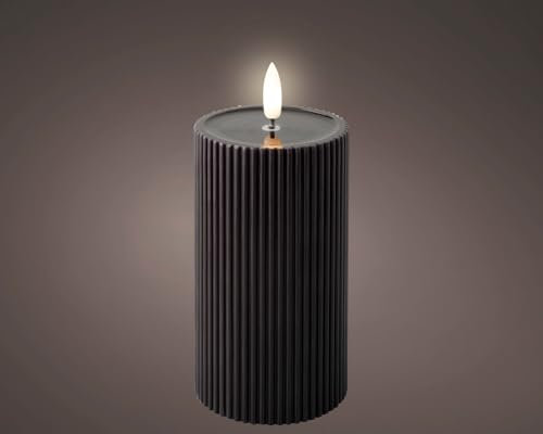 Lumineo LED Kerze Wachs schwarz/warmes Weiss 15,5cm