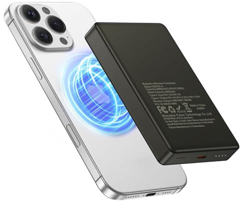 Wireless Portable Charger, 10000mAh Magnetic Power Bank, 20W Fast Charging Battery Pack with USB-C Cable for Samsung Galaxy S25 Ultra S24 S23 S22 S21 S20 A16 A15 A35 A55, iPhone 16 Pro Max 15 14 13 12