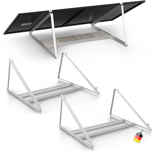 SolarXon Solarmodul Halterung, für 2 Module, 0% MwSt, Alu, 118 cm, 0-90° Winkel, Balkonkraftwerk Halterung, Solarpanel Halterung für Flachdach, Garage, freistehend