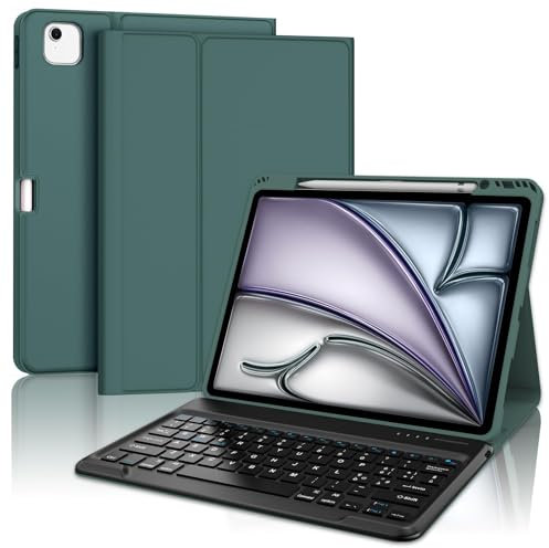 SENGBIRCH Custodia con Tastiera per iPad Air 13 con chip M3 2025 / Air 13 M2 2024, Italiano QWERTY Tastiera Bluetooth Magnetica Staccabile per iPad Air 13'' M3 2025/Air 13'' M2 2024, Verde scuro