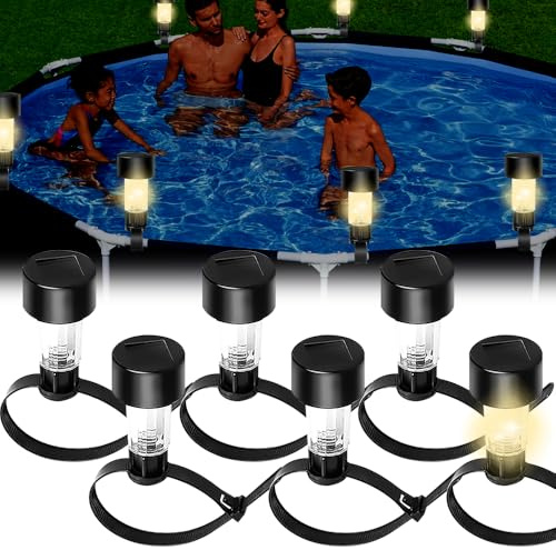 IXYHKB Solar Poolbeleuchtung, 6 Stück LED Teichbeleuchtung Solar Pool Licht für Außen Pool Garten Deko,Treppen,Zaun, Hof,Terrasse, Warmes-Licht