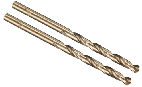 PATIKIL 4mm Drill Bits, Jobber Straight Shank M35 Cobalt 5% High-Speed Steel 135° Gold Finish for Hardened Steel Hard Metal - 2 Pack