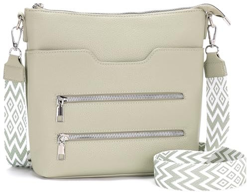 Glintify umhängetasche damen mittelgroß Hellgrün handtasche damen mittelgroß crossbody bag Veganes Leder mit Verstellbar Abnehmbar Breiter Gurt