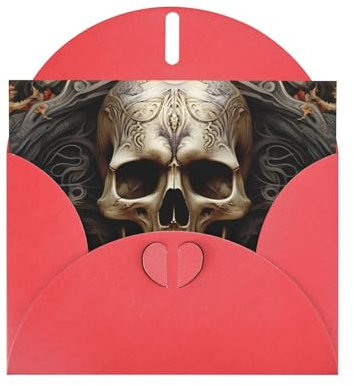 FHEBNDS Totenkopf-Grußkarte mit Umschlägen, für alle Anlässe, 10,2 x 15,2 cm, blanko, Geburtstagskarte, faltbare Pop-Up-Karte für Abschlussfeier, Hochzeit, Jahrestag