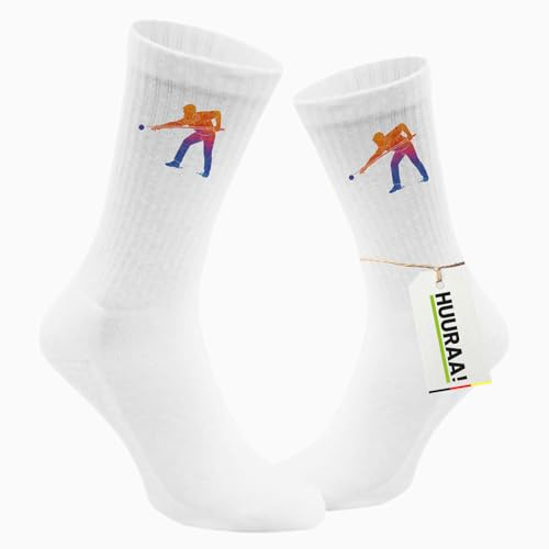 Huuraa Unisex Socken Billard Snooker Geschenk | Baumwolle Tennissocken Geschenkidee Weiße Sportsocken mit Motiv Unisex Baumwollsocken für Frauen und Männer