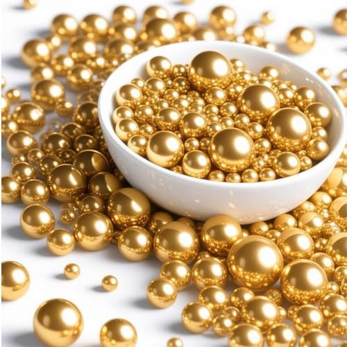 100g Christmas Golden Perlen Torten-Zuckerstreu Pearl Sprinkles Mix Cake Sprinkles Topper Zuckerstreu für Desserts -Cupcake Cookies Macaron Doughnut Sugar Sprinkle On Birthday Party (Gold)