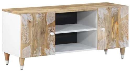 Iiaky Meuble TV 105x33,5x46 cm Bois Massif de manguier,Meuble TV,Table Basse Salon Meuble TV,Table Basse LED Couleurs