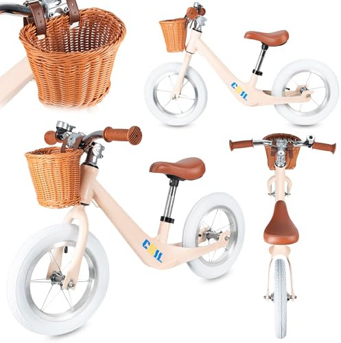 COIL Kinderlaufrad, Fahrrad-Laufrad Lauflernrad, Rutscher, Balance Bike, Rahmen aus Magnesiumlegierung, 12-Zoll-Lufträder, Korb, Klingel, ab 2 Jahren und bis 30 kg (Orange)