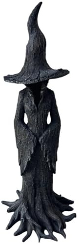 HGSHUO Figuren Hexen Figur Model Halloween Figur PVC Statue Dekoration mit Hut Sammelfiguren Modell Hexenfigur Spielzeug Geschenk Halloween Deko Schwarz