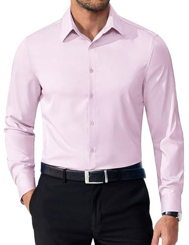 WINKEEY Camicia Uomo Maniche Lunga Camicie No Stiro Business Camicia Senza Rughe Regolare Fit Elegante Casual