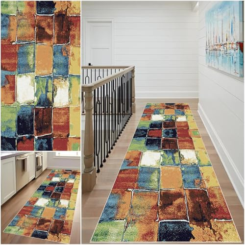 Tapis de Couloir Long Lavable antiderapant Tapis Cuisine Devant Evier Moderne Tapis de Passage paillasson Exterieur pour Salon Chambre Cuisine Hall d'entrée Buanderie Tapis pour Couloir 60 x 220 cm