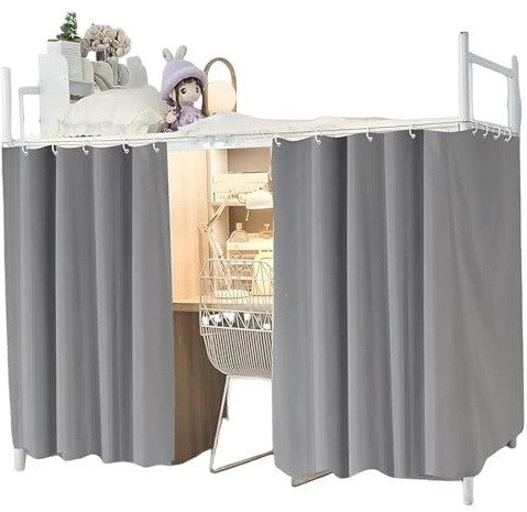 Lawnrden 2-teilige Etagenbett-Vorhänge, verdunkelnder Etagenbett-Sichtschutzvorhang mit Seil und Haken für Zuhause, Wohnheim, Studenten, 119, 4 x 200, 9 cm, Grau |.Unterer Vorhang