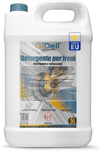 GiDeli Limpiador de Frenos 5L Canister - para Auto, Moto y Bicicleta - Elimina Aceite, Grasa, Polvo de Frenos, Restos de Adhesivo - Desengrasante para Taller, Secado Rápido, Sin Residues