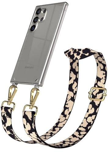 EAZY CASE Handykette - Verstellbares Taschenband kompatibel mit Galaxy S24 Ultra, Schulterriemen, Handykordel mit Silikon Hülle, Umhängetasche, Taupe Camouflage Gold