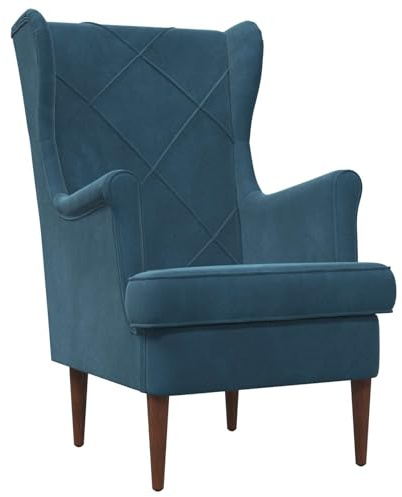 vidaXL Sessel Blau Samt, Moderner Sessel, aus Velours, bequemer Sitz für Schlafzimmer, robust, Metallgestell, praktische Möbel für drinnen