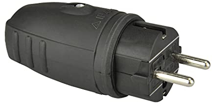 Fiche Schuko - Fiche de Contact de Protection - en Caoutchouc - Noir - VDE