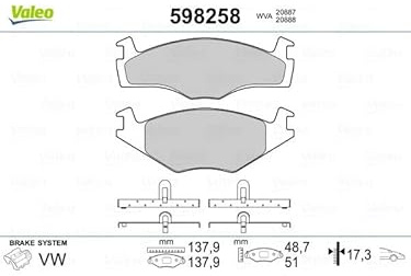 VALEO 598258 PKW Bremsbelagsatz | Kompatibel mit: SEAT CORDOBA, CORDOBA Vario, IBIZA II, VW POLO, POLO CLASSIC, POLO Coupe, POLO II, POLO III, POLO III CLASSIC