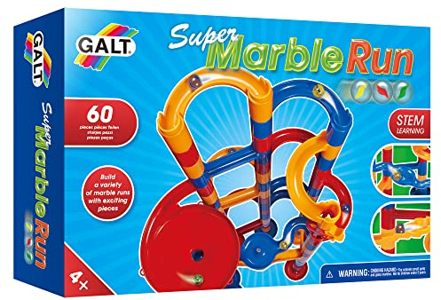 Galt Super Marble Run - 60Pc Kids Construction Set, Fun Building Toys - Young Engineer Cause and Effect Toys - STEM Learning and Design Skills - Gift for Boys and Girls Age 4+