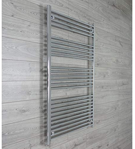 companyblue 750mm wide x 1400mm high Heated Towel Rail Straight Flat Chrome Bathroom Warmer Radiator Rack Central Heating