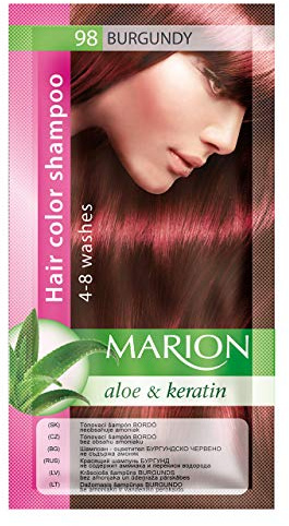 Marion Hair Color Shampoo in Sachet Lasting 4 to 8 Washes Aloe and Keratin - 98 Burgundy