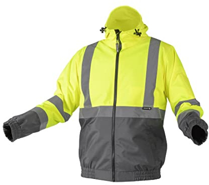 Högert Technik Warnschutz-Arbeitsjacke NIMS, reflektierende Sommer-Bomberjacke, wasserdicht, atmungsaktiv, gelb, L, Windschutz, Arbeitskleidung, Bau & Straße