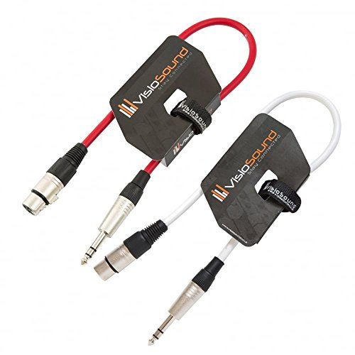 VisioSound 2 x Female XLR to 6.35mm Stereo Jack Lead/Balanced Signal Patch Cable / 2 Pack 0.5m Red/White