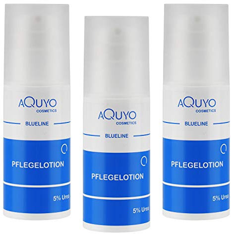 Blueline 5% Urea Creme Lotion, Körperlotion für trockene Haut, Feuchtigkeitslotion bei empfindlicher Haut, Neurodermitis, Juckreiz oder Psoriasis, feuchtigkeitsspendende Bodylotion (3x 100ml)