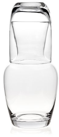Trinkware Carafe de Nuit avec gobelet – Verre Transparent – Lot de 2 pichets à Eau et Tasse