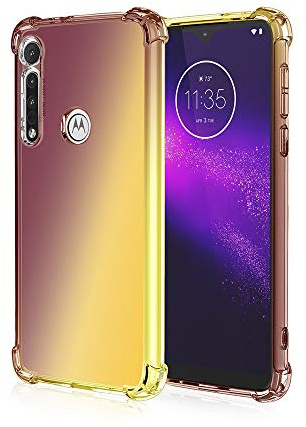 DEDUX Hülle für Motorola Moto G8 Plus Handyhülle, Verstärkung mit Vier Ecken, Transparent Farbverlauf TPU Schutzhülle Case (Schwarz/Gold)