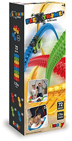 Smoby – FleXtreme Schienen-Erweiterung – 72 Schienen für Flextreme Starter-Set, Rennbahn für Autos, für Kinder ab 4 Jahren, flexible Strecke mit Fahren-über-Kopf-Funktion