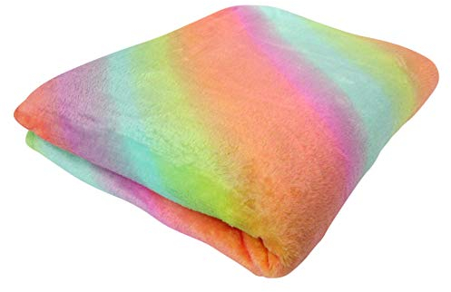 Live It Style It Fleece-Decken für Mädchen, weicher, flauschiger Überwurf für Kinder, Einhorn-Geschenke für Frauen, gemütliche Decke, Stühle, Sofa (Pastell-Regenbogen)