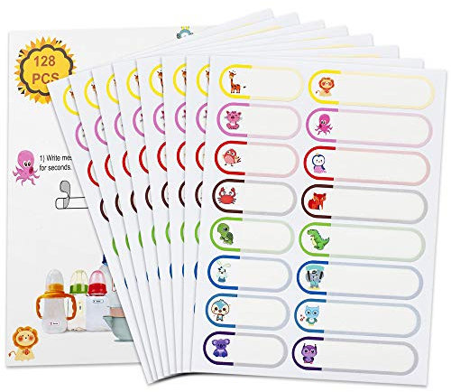 128 etichette per biberon per asilo nido, etichette per bambini, etichette per asilo nido, autolaminanti, impermeabili, lavabili in lavastoviglie, autoadesive, etichette per nomi dei bambini