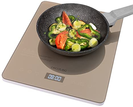 Cecotec Placa de inducción portátil Full Crystal Diamond. Potencia 2000 W, Temperatura Regulable, 4 programas preconfigurados, Temporizador, Sartenes hasta 28 cm