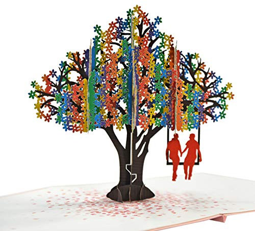 CUTPOPUP LGBT-Paarkarte, 3D-Jubiläumskarte Pop-Up (LGBT Gay Heart Tree) US8-LO105.G DE
