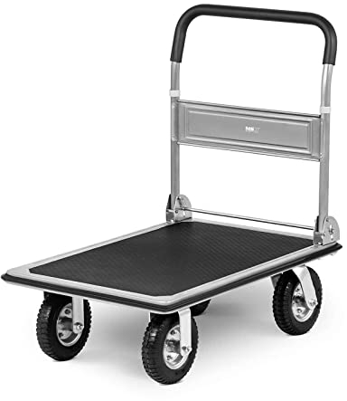 MSW Platform Trolley Flatbed Trolley Platform Truck Trolley 4 Wheels 300kg 80x60cm MSW-PW-300 (Steel, Plastic, Rubber, Anti-Slip Mat, Height 94cm)