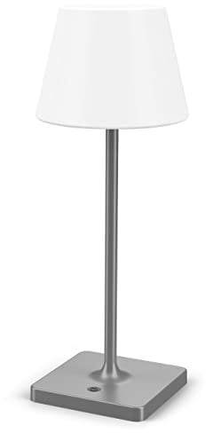 infray LED Akku Tischleuchte, Tischlampe dimmbar, Tischleuchte mit akku 4000mAh, Tischleuchte außen kabellos, Tischlampe outdoor IP44 Wasserdicht, LED Lampe für Außen & innen, Naturweiß (Grau)