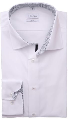 Seidensticker Herren Mens Slim Patch Longsleeve Cotton Hemd, Weiß(653480), 40 EU